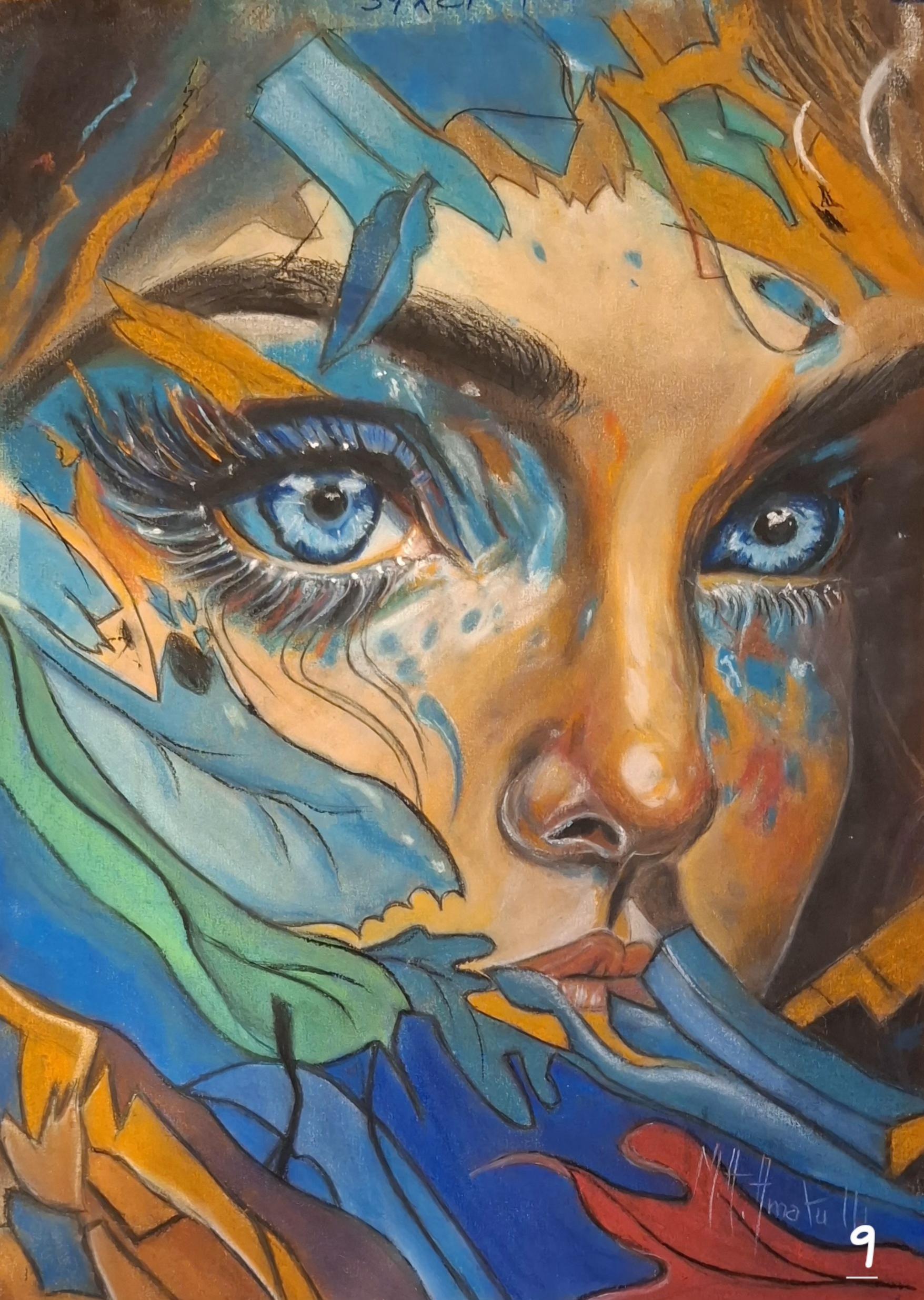 Pensive colorée - Pastel sec 39x27 par Marie-Ange Amatulli